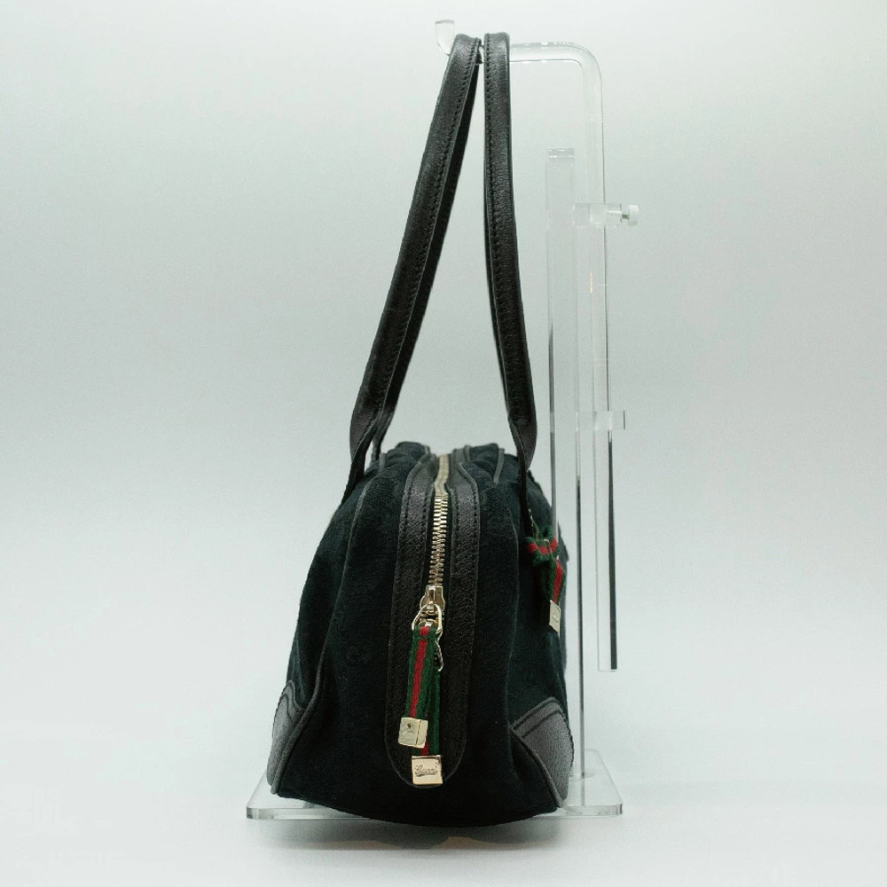 Gucci Bag Handbag Boston Leather Gold Blue Navy Gold Blue